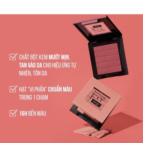Phấn Má Hồng Fit Me Mono Blush Maybelline - Mịn Mướt Tự Nhiên, Bền Màu 16H, Phù Hợp Với Mọi Loại Da, Xu Hướng Mới 2023