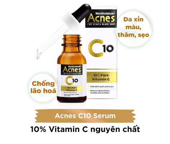 Serum Acnes Vitamin C 15ml - Tinh Chất Làm Mờ Sẹo & Vết Thâm - Giải Pháp Cho Da Sáng Mịn Màng, Đánh Bật Sẹo Mụn