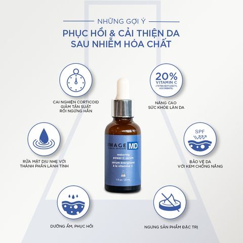 Serum Dưỡng Sáng Da Image MD Restoring Power-C 30ml - Chứa 20% Vitamin C, Giúp Làm Sáng Da, Mờ Nếp Nhăn, Hydrat Hóa Da Mềm Mịn