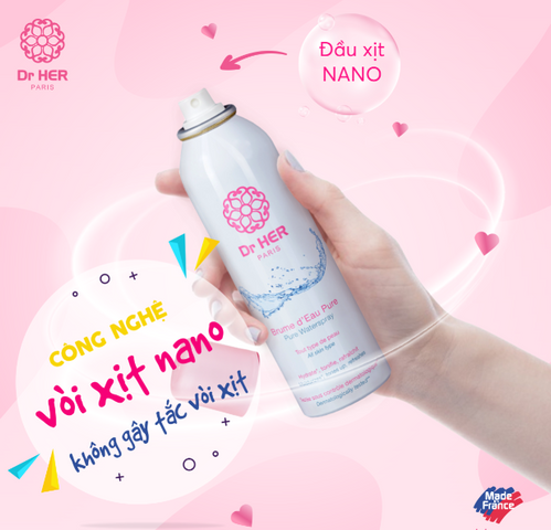 Xịt Khoáng Dr Her Paris 150ml - Xịt Khoáng Tươi Mát Làm Dịu Da, Phục Hồi Độ ẩm và Căng Mịn, Thương Hiệu Pháp