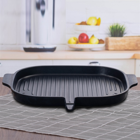 Chảo Nướng BBQ Ecoramic Đúc Nguyên Khối Đáy Nhôm 32x29cm - Phù Hợp Tất Cả Các Loại Bếp, Chống Dính Cao Cấp, Chất Lượng Cao