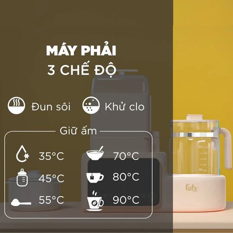 Máy Hâm Sữa Đa Năng Điện Tử Fatzbaby Multimax 7 FB9302TN - Tiệt Trùng, Hấp Thức Ăn, Chế Độ Khử Clo, Dễ Dùng, Màu Be