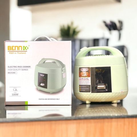Nồi cơm điện Bennix BN-012HC 1.2L - Công suất 500W, Giữ ấm, Thiết kế xanh mint, Thích hợp cho gia đình 3-4 người
