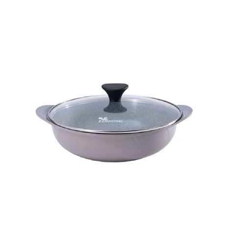 Nồi Lẩu Chống Dính Đáy Từ Ecoramic 28cm - Phủ Vân Đá 3 Lít, Dùng Cho Bếp Từ, Bếp Gas, Thiết Kế Bền Chắc, An Toàn Khi Sử Dụng