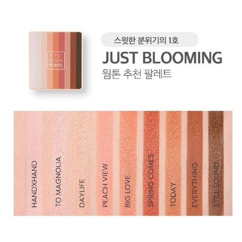 Phấn Mắt 9 Ô A'pieu Eye Color Pointe Just Bloom - Bảng Phấn Mắt Lì và Nhũ Lấp Lánh, Chất Mịn, Bền Màu Ngày Dài