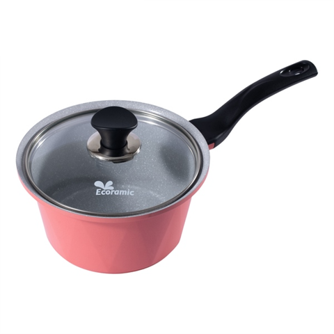 Quánh vân đá Ecoramic phủ 5 lớp Ceramic 18cm - Nồi chống dính, An toàn sức khỏe, Dùng cho bếp từ và lò vi sóng