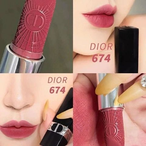 Son Dior Rouge Dior Phiên Bản Giới Hạn 674 Midnight Rose - Màu Hồng Đất Lì Như Nhung, Dưỡng Ẩm Mịn Màu Chất Lượng Cao