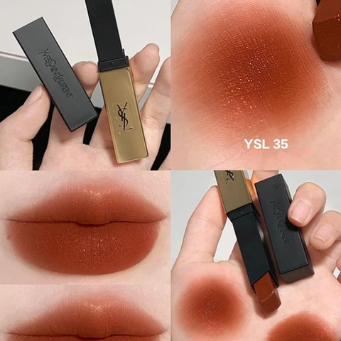 Son YSL Rouge Pur Couture The Slim 35 Loud Brown - Thỏi Son Cam Cháy Cao Cấp, Chất Son Mịn Mướt, Bền Màu 7-8h