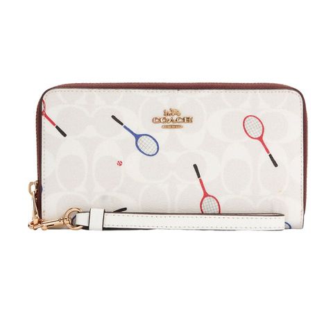 Ví Coach Long Zip Around Wallet In Signature Canvas With Racquet Print C8385