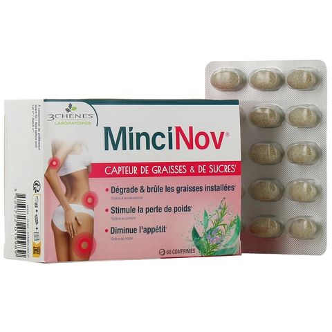 Viên uống hỗ trợ đốt mỡ MinciNov - Giảm cân hiệu quả, giúp chuyển hóa mỡ thừa thành năng lượng, 60 viên dễ nuốt, an toàn sức khỏe