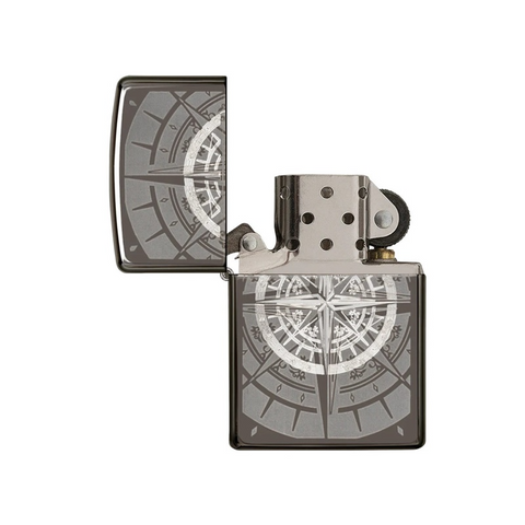 Bật Lửa Zippo Compass 29232 - Hình La Bàn Vegvisir Khắc Laser, Vỏ Đồng Thau Nguyên Khối, Dùng Trong Mọi Điều Kiện
