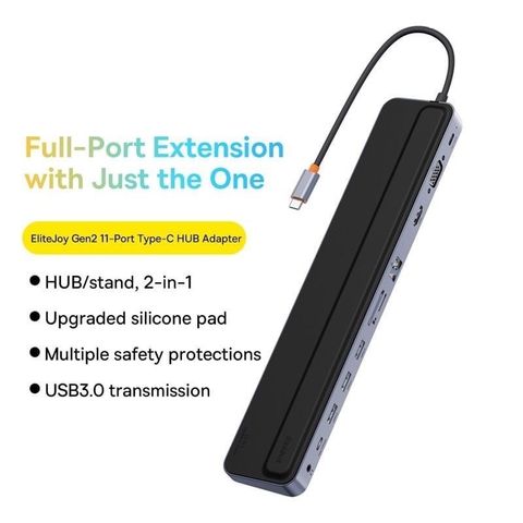 Hub Mở Rộng Baseus 12 in 1 EliteJoy Gen2 - Công cụ Chuyển Đổi Đa Năng 11 Cổng Type-C cho Laptop, Macbook, Smartphone, 4K HDMI, Sạc Nhanh PD 100W