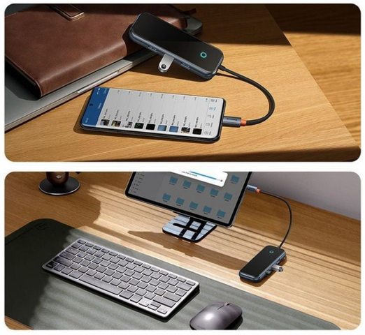 Hub Mở Rộng Đa Năng Baseus AcmeJoy 6 Trong 1 - Docking Station HDMI, USB3.0, PD & Data, RJ45 - Thiết Bị Kết Nối Thông Minh Cho Laptop và Smartphone