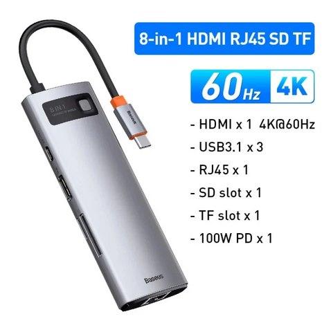 Hub Mở Rộng Đa Năng Baseus StarJoy Type-C Adapter 4K/60Hz - Kết Nối USB 3.1, HDMI Cao Cấp, Tương Thích Laptop và Smartphone