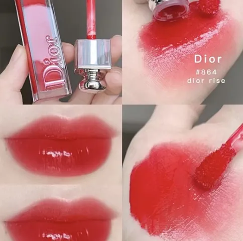 Son Dưỡng Bóng Dior Addict Stellar Gloss 864 Dior Rise Đỏ Tươi - Chất Son Mềm Mịn, Chăm Sóc Môi Hoàn Hảo, Lâu Trôi 8 Giờ