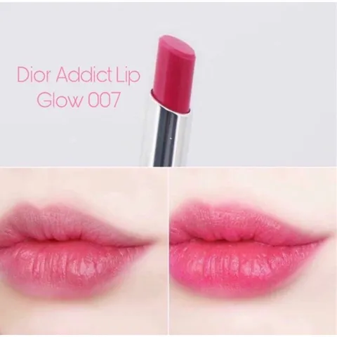 Son Dưỡng Dior Addict Lip Glow Màu Raspberry 007 - Chất Son Mỏng, Dưỡng Ẩm Tuyệt Vời, Độ Bám Màu Lên Đến 4 Giờ, SPF 15 Bảo Vệ Đôi Môi