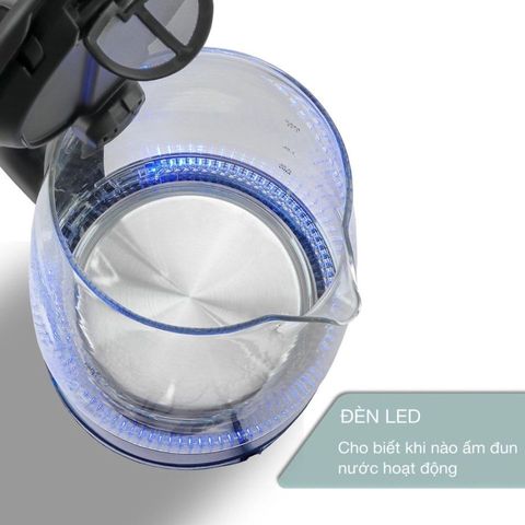 Ấm Siêu Tốc Thủy Tinh Lebenlang LBL2879 - Dung Tích 1.7L, Công Suất 2200W, Chất Liệu Inox & Thủy Tinh, Thiết Kế Hiện Đại, Sang Trọng