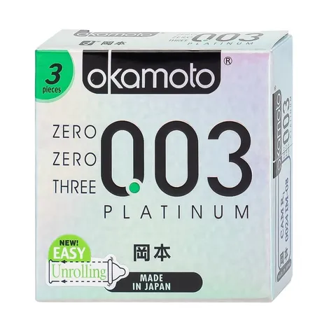 Bao cao su trong suốt, mềm mại Okamoto 003 Platinum