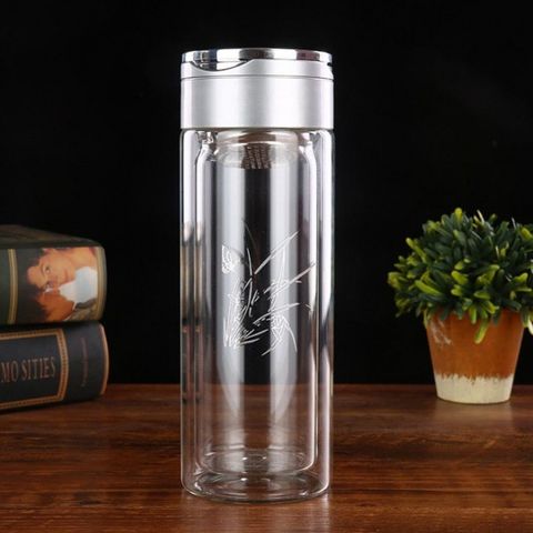 Bình Thủy Tinh 2 Lớp Có Lõi Lọc Trà Chất Liệu Cao Cấp, Thiết Kế Thông Minh, Dung Tích 480ml - Pha Trà Ngon Mỗi Ngày