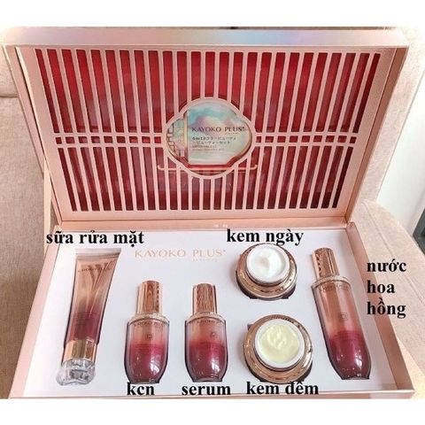 Bộ Mỹ Phẩm Kayoko Plus Đỏ - Dưỡng Trắng Da, Mờ Thâm Nám, Tàn Nhang - 6 Sản Phẩm Chăm Sóc Da Nhật Bản