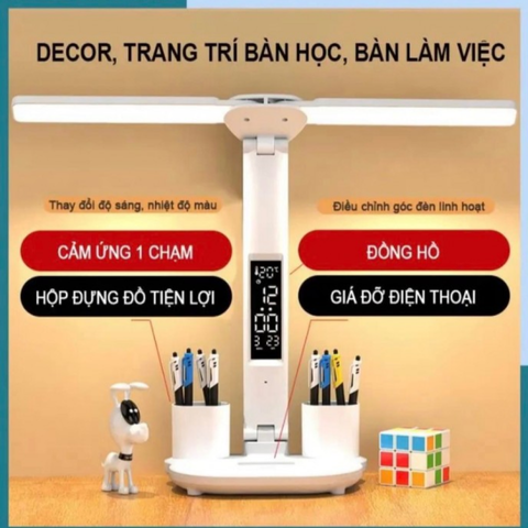 Đèn Bàn Học LED Chống Cận Tích Điện Cảm Ứng 3 Chế Độ Sáng - Tiết Kiệm Điện, Thiết Kế Hiện Đại, Bảo Vệ Mắt Tối Ưu