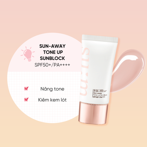Kem Chống Nắng Su:m37 Sun Away Tone-Up SPF50+ - Kem Mỏng Nhẹ, Nâng Tone Da Tự Nhiên, Bảo Vệ UV, Phù Hợp Mọi Loại Da