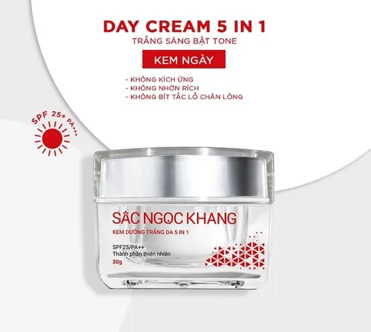 Kem Dưỡng Trắng Da Ban Ngày Sắc Ngọc Khang 5 In 1 SPF 25/PA++
