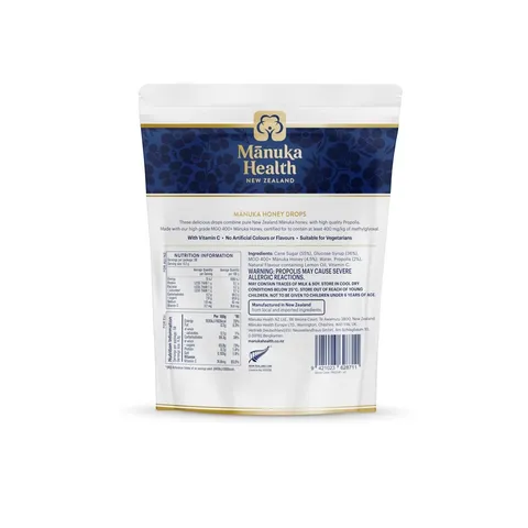 Kẹo Ngậm Mật Ong Manuka Honey Drops With Propolis MGO 400+ - Giảm Ho, Thông Họng, Bảo Vệ Hệ Hô Hấp, Gói 250g
