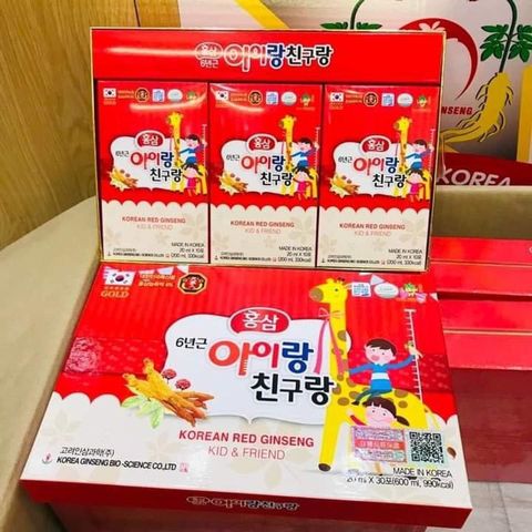 Nước Hồng Sâm Hươu Cao Cổ Bio-Science - Tăng Cường Sức Khỏe Cho Trẻ Em 6-12 Tuổi, Hỗ Trợ Ăn Ngon, Phục Hồi Sức Khỏe, 30 Gói x 20ml