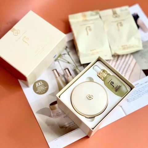 Set Phấn Nước Chống Nắng Whoo Luxury Golden Cushion Glow SPF 50+/PA+++ – Dưỡng Da, Che Khuyết Điểm, Lớp Nền Rạng Rỡ, Phù Hợp Mọi Loại Da