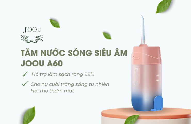 Tăm Nước Sóng Siêu Âm Joou A60 - Vòi Xoay 360 Độ, 3 Chế Độ Làm Sạch, Dung Tích 200ml, Thiết Kế Tiện Lợi Cho Răng Miệng Sạch Sẽ