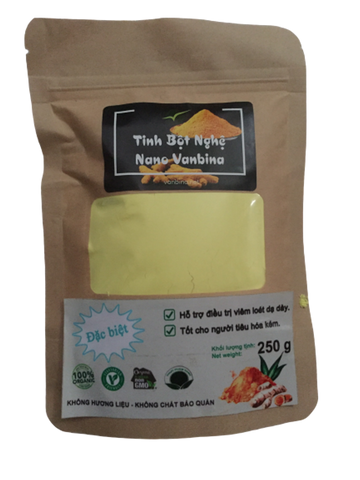 Tinh Bột Nghệ Nano Hữu Cơ Vanbina 250g - Hỗ Trợ Tiêu Hóa, Làm Đẹp Da, Giảm Cân Hiệu Quả từ Nghệ Tươi Tây Nguyên