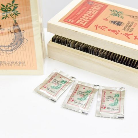 Trà hồng sâm Korean Ginseng Tea Gold hộp gỗ cao cấp - Trà thảo mộc bổ dưỡng, thơm ngon, hỗ trợ sức khỏe và làm đẹp da