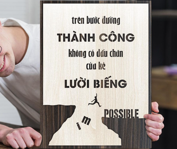 Tranh Gỗ Decor Văn Phòng LEVU013 - Khẩu Hiệu 