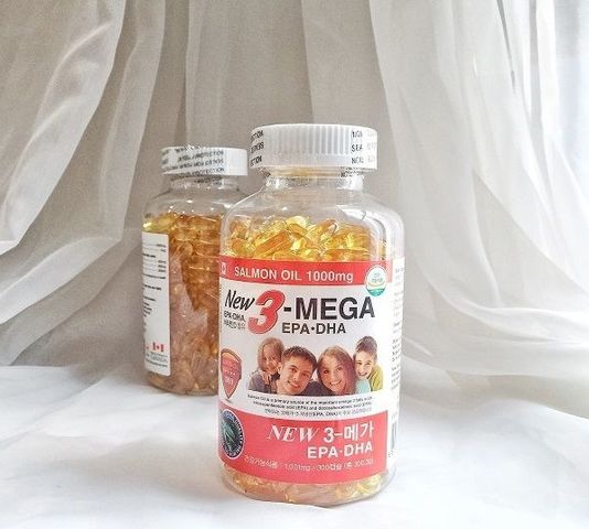 Viên Uống Dầu Cá Hồi Omega 3 Salmon Oil New 3 – Mega 1000mg, Hỗ Trợ Sức Khỏe Não Bộ, Thị Lực và Làn Da - Hộp 300 Viên