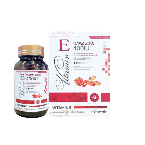 Viên uống bổ sung Vitamin E 400IU Vương Xuân - Hỗ trợ làm đẹp da, cải thiện nội tiết tố và sức khỏe nữ giới - 30 viên