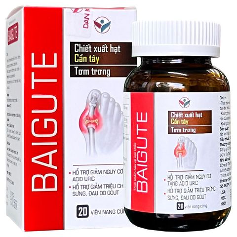 Viên Uống Giảm Axit Uric Baigute - Chiết Xuất Tự Nhiên Hỗ Trợ Điều Trị Gout, Cải Thiện Sức Khỏe Khớp - Hộp 20 Viên