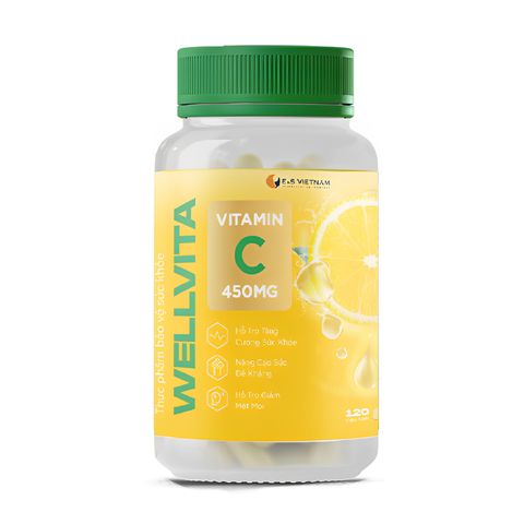 Viên Uống Hỗ Trợ Tăng Cường Sức Khỏe WellVita Vitamin C 450mg - Tăng Cường Đề Kháng & Năng Lượng, Làm Đẹp Da, 120 Viên