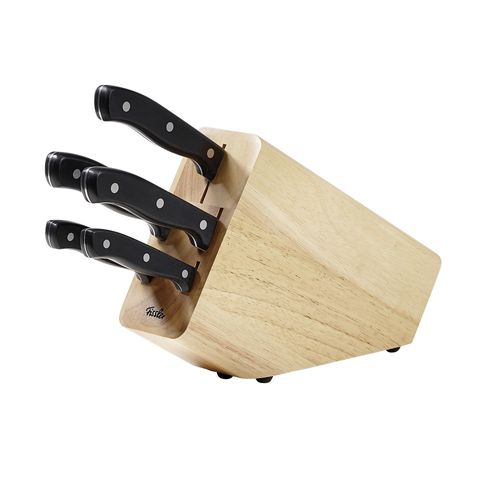 Bộ 5 Dao Kèm Đốc Fissler Oregon - Bộ Dao Thép Sắc Bén Chịu Lực, Đốc Gỗ Sồi Chắc Chắn, Phụ Kiện Nhà Bếp Tiện Dụng