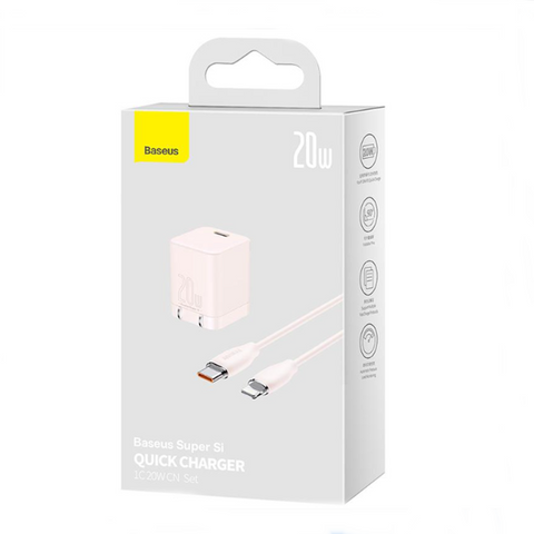 Bộ Sạc Nhanh Baseus Super Si Pro 20W Cùng Cáp Type-C 1M - Hỗ Trợ Sạc PD/QC 3.0 Cho iPhone, Android, Thiết Kế Thời Trang, Bền Bỉ