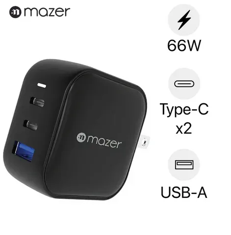 Củ Sạc Nhanh Mazer Infinite Boost Super MINI GAN66W - Sạc Ba Cổng USB-C và USB-A, Thiết Kế Siêu Gọn, An Toàn, Hiệu Suất Cao