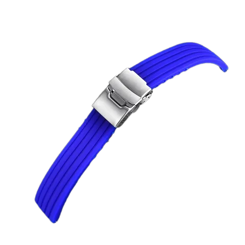 Dây đồng hồ cao su Silicone khóa bấm màu xanh biển nhạt