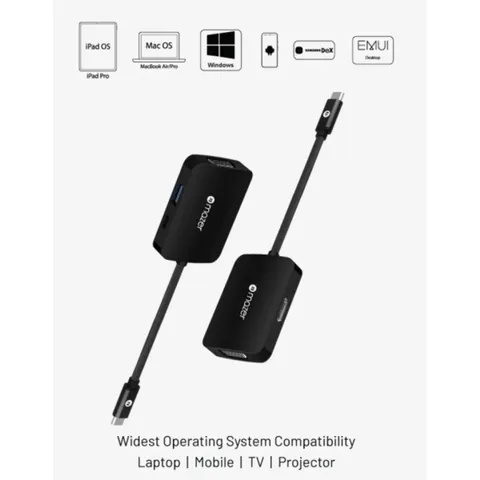 Hub Chuyển Đổi Mazer USB-C 4in1 M-UC2MULTI4040-BK - 4 Cổng Kết Nối HDMI 4K, VGA, USB-A, Sạc - Thiết Bị Mở Rộng Cho Laptop, PC, Android