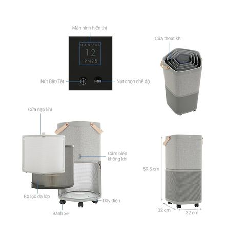 Máy Lọc Không Khí Electrolux PA91-406GY - Công Nghệ Inverter Lọc Bụi Đến 61m2, Lưu Lượng Gió Tối Đa 472m3/h, Tiết Kiệm Điện Năng