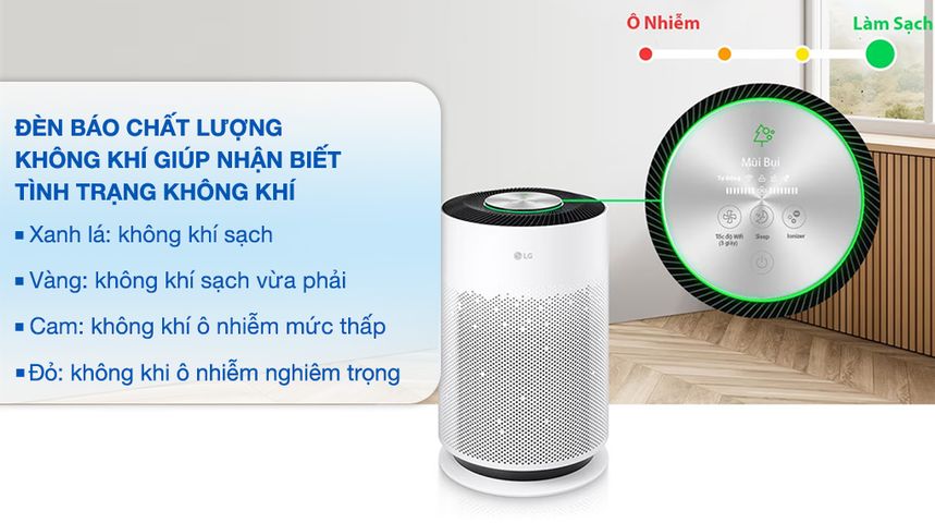 Máy lọc không khí LG PuriCare 360 Hit AS60GHWG0 - Bộ lọc HEPA 3 lớp, Công nghệ Inverter, Lọc bụi mịn PM0.01, Phù hợp phòng 60m2