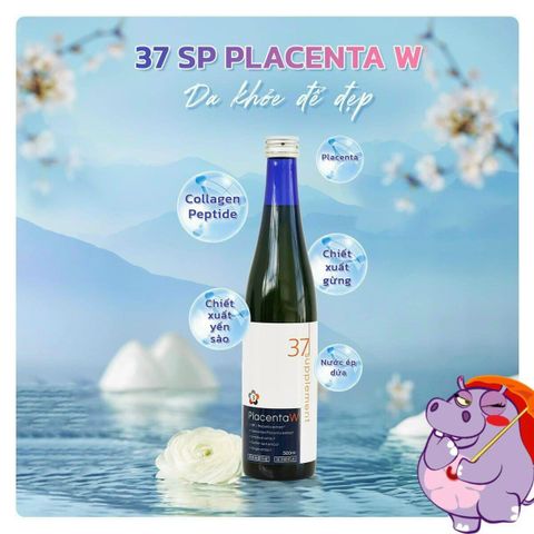 Nước Uống Nhau Thai Đẹp Da Sakura 37SP Placenta W Nhật Bản - Giúp Trẻ Hóa Da, Tăng Cường Sức Khỏe, Dưỡng Da Mịn Màng 500ml