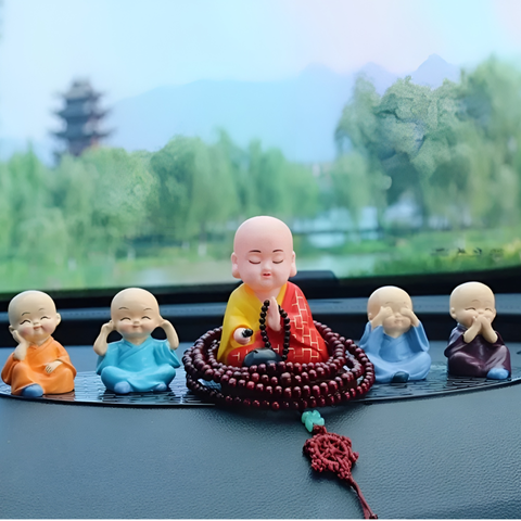 Bộ 4 Chú Tiểu và Hòa Thượng Trang Trí Bàn Làm Việc Ô Tô - Tượng Nhỏ Xinh Làm Quà Tặng Ý Nghĩa