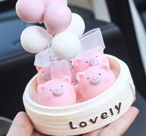 Set Khay 4 Heo Con Trang Trí - Bộ Dùng Cho Bàn Học và Ô Tô - Nhựa Thân Thiện Môi Trường, Xinh Xắn, Đáng Yêu
