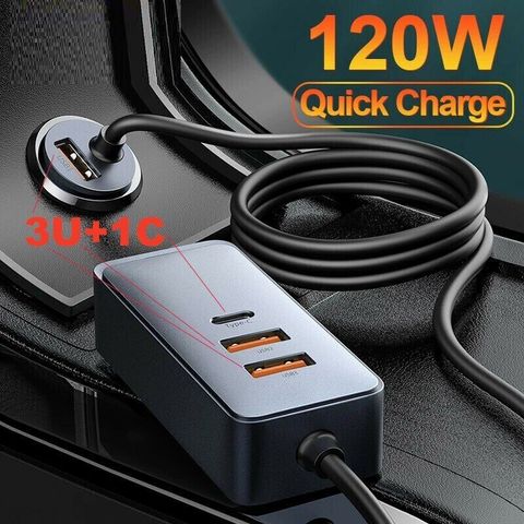 Tẩu sạc nhanh 4 cổng Baseus Share Together 120W - Sạc nhanh ô tô tiện lợi cho smartphone và tablet, độ dài dây 1.5m