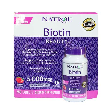 Viên ngậm Biotin 5000 mcg hỗ trợ mọc tóc nhanh chóng - Thực phẩm chức năng 250 viên giúp tóc dày, móng khỏe và làn da mịn màng